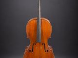 an old violin on a black background