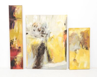 CLEMENT (XXe). Triptyque abstrait. - Photo 1