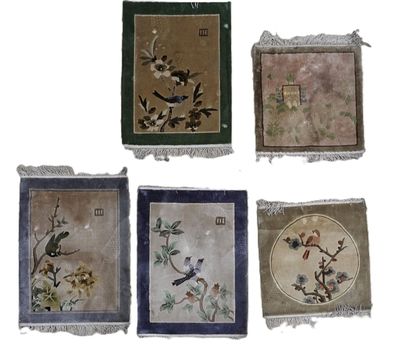 six oriental rugs with birds and flowers on them on a white background