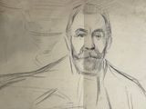 a drawing of a man with a beard and a tie