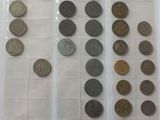 a lot of coins in a plastic bag on a table