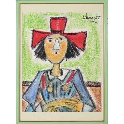 an image of a drawing of a woman with a red hat