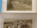 two old photos of a river and a bridge in a book