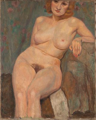 l'image d'un tableau représentant une femme nue assise sur une chaise