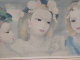 painting of three young girls with flowers in their hair