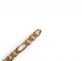 gold plated metal chain with a link on a white background