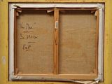 an old picture frame with a message written on it in a yellow frame
