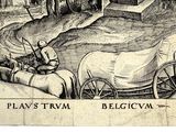 a drawing of a wagon pulled by a horse in a field