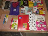a box of school supplies on a table