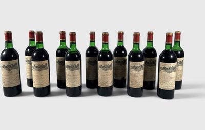 six bottles of wine are lined up in a row