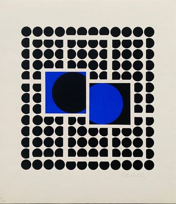une image représentant un carré noir et bleu sur lequel figurent des cercles