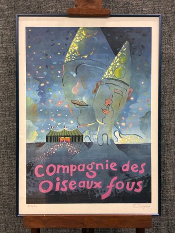Jacques CINQUIN « Compagnie des oiseaux fous ». Lithographie coul...