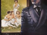 une vieille affiche de cinéma représentant un homme en smoking et une femme en robe