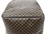 an image of a brown and black bag sitting on top of a white surface
