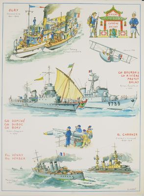 On voit de nombreux types de navires différents sur cette photo.