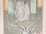 une image représentant le dessin d'une femme nue dans un arbre