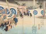 an image of a painting of a group of people sitting on a boat