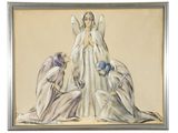 an image of a painting of a woman kneeling in front of an angel