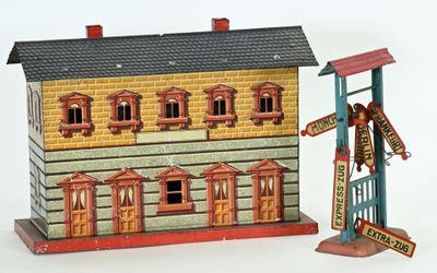Gare en Échelle Bing et Portique Märklin — Modèles de Train Vintage