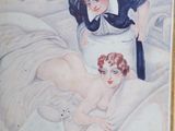 a painting of a man and a woman on a bed