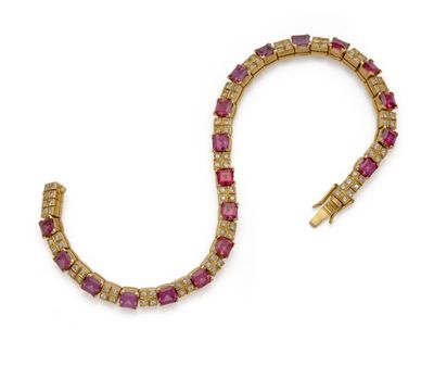 a pink tourmaline and diamond bracelet