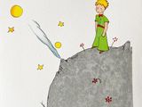 un dessin représentant un petit garçon debout sur un rocher