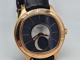 une image représentant une montre-bracelet en or avec un cadran noir