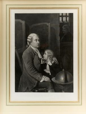 an old black and white photograph of a man holding a child