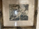 a picture of a painting on the wall of a bathroom