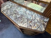 BUFFET DESSERTE en chêne et bois de placage, plateau de marb… (photo 4)