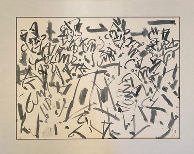 a black and white drawing of letters and numbers on a piece of paper