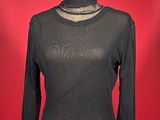 black long sleeved top with gold trim