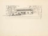 dessin représentant une maison devant laquelle est garée une voiture