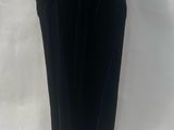 a black pants hanging on a hanger on a white background