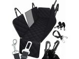 the back of a car seat with a seat belt, harness, and other accessories