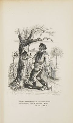 une vieille illustration en noir et blanc représentant un homme tenant une pelle