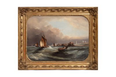 une image représentant un tableau d'un voilier sur une mer agitée