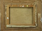 an old picture frame with a piece of paper taped around it
