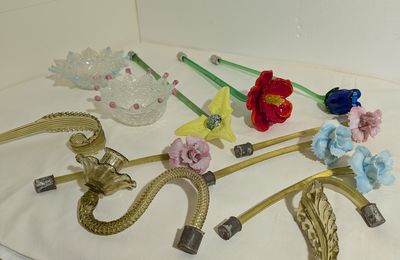 Lustre de Venise en verre de couleur à 5 lumières ( non élec…