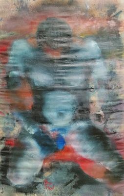 Dove MELLOUL (XXe). Homme nu. Toile.