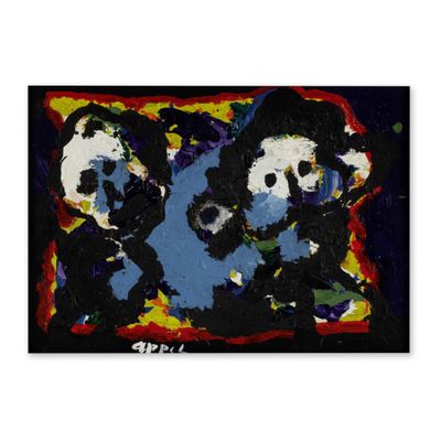 tableau représentant deux pandas dans un cadre coloré sur fond noir