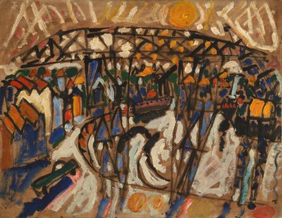 an image of a painting of a group of people on a street