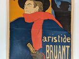 une vieille affiche représentant un homme coiffé d'un chapeau et portant une écharpe, tenant un pistolet