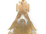 brass christmas tree ornament with an angel and a star