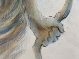 une aquarelle représentant une vache à longue corne