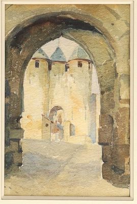 André NIVARD (1880 - 1969) Vue d'un château Aquarelle 19 x12…