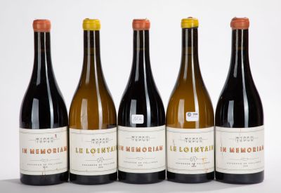 six bouteilles de vin sont alignées sur une surface blanche