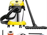 a close up of a vacuum cleaner with a hose and other cleaning supplies