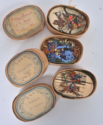 several small boxes with different types of buttons in them
