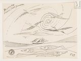 drawing of a drawing of a bird flying over a body of water